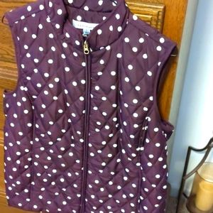 Maroon polka dot puffy vest